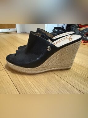 Sam Edelman wedge espadrilles with black leather